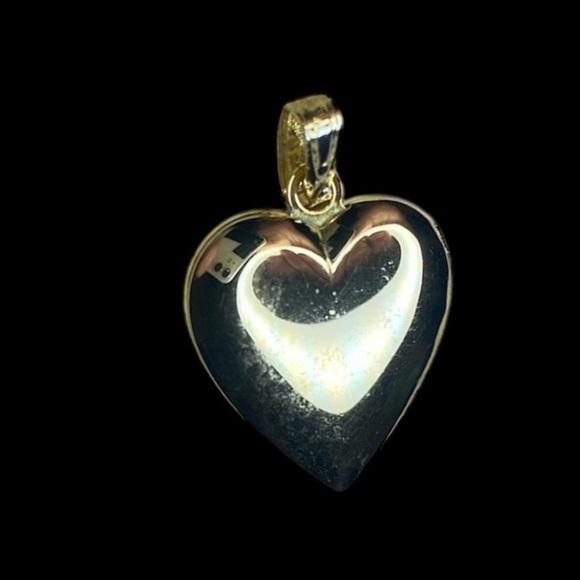 Small Vintage Heart Locket Pendant in Gold with Gold Attachment Loop 1/2” Length - Picture 1 of 4